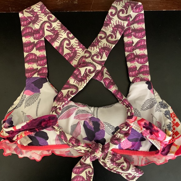 Maaji small bikini top Seahorse pink purple cross back Columbia s - Picture 13 of 14